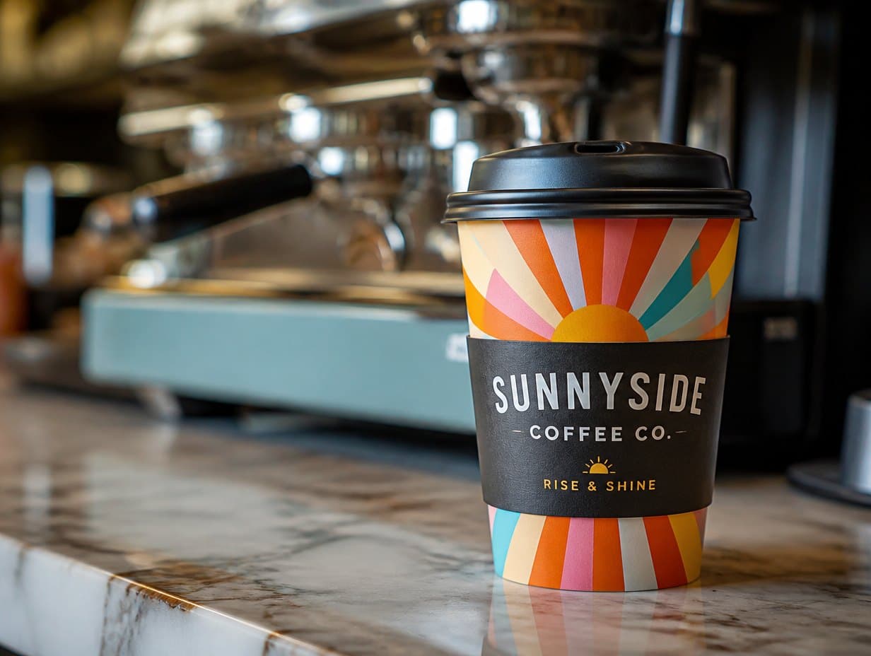AI-generated coffee cup mockup sample