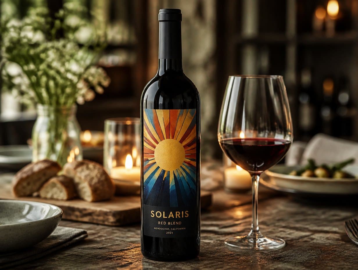 AI-generated wine label mockup sample